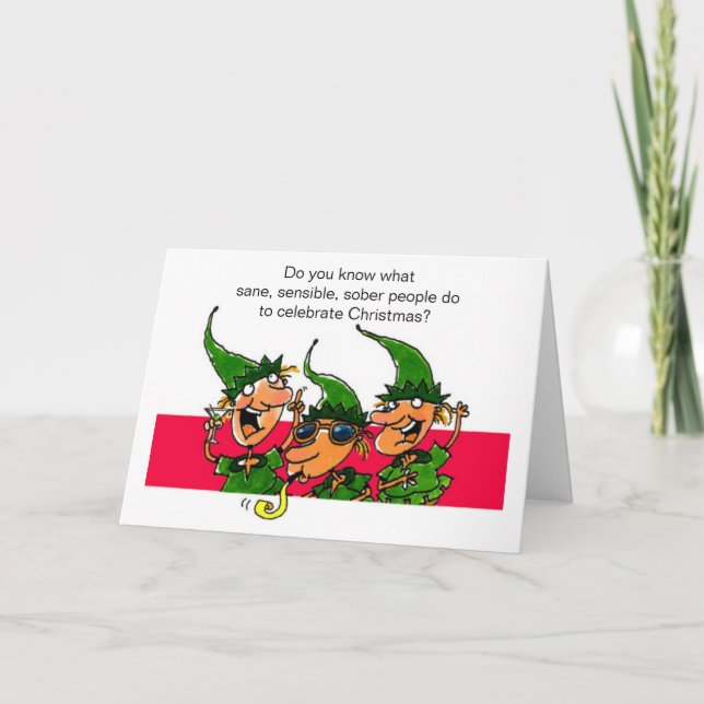 Carte de Noël humoristique d'elfes (Devant)
