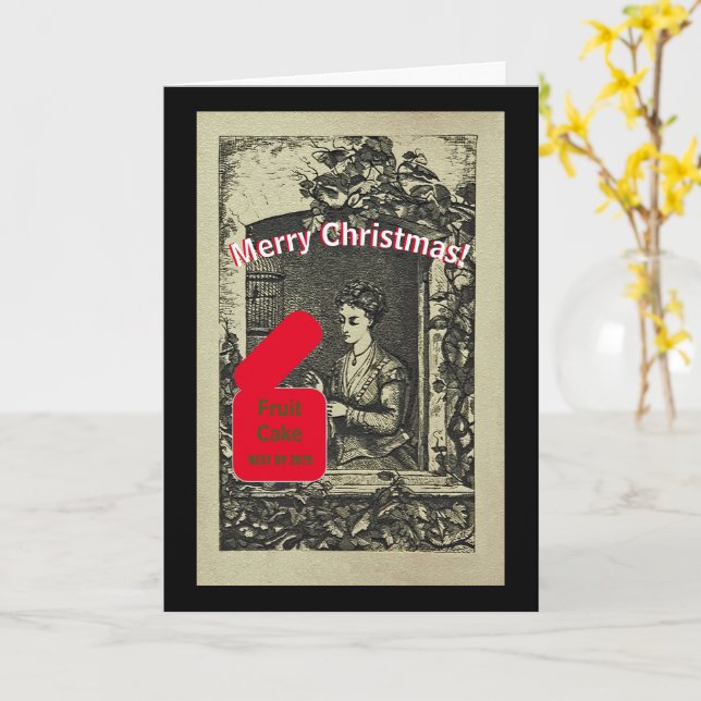 CARTE DE NOËL HUMOUR/FRUITCAKE (Fleur jaune)