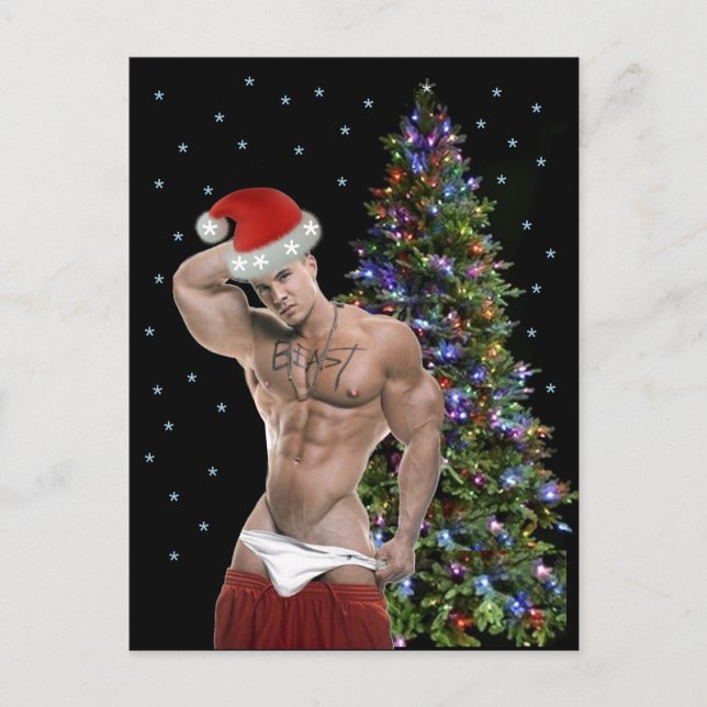 Carte de Noël Hunk Buff Père Noël (Devant)