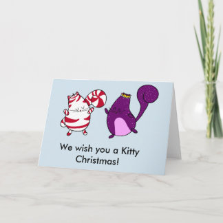 Carte de Noël intérieure de chat de blanc de Noël