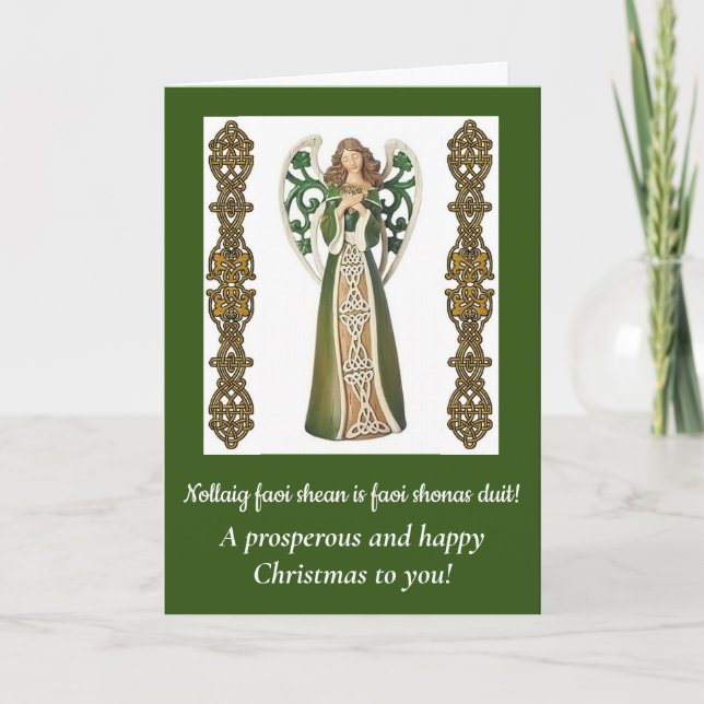 Carte de Noël irlandaise Ange et Bénédiction repli (Devant)