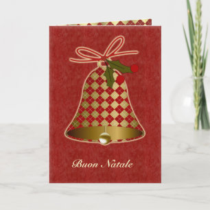Carte de Noël italienne avec la cloche et le houx