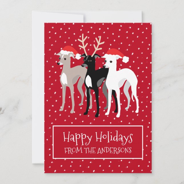Carte de Noël Italienne Greyhounds Apat (Devant)
