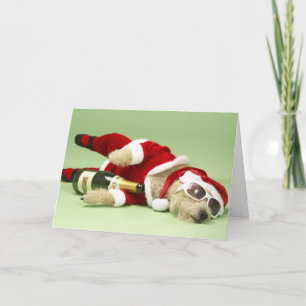 Carte de Noël ivre de chien