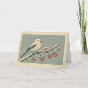Carte de Noël japonaise Tit longue queue