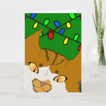 Carte de Noël Jingle Claws avec un chat amusant