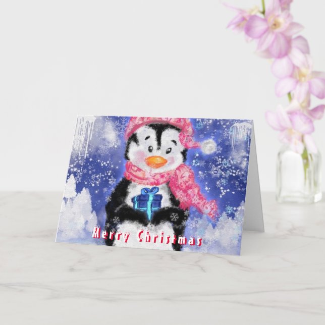 Carte de Noël jote Penguin (Orchidée)