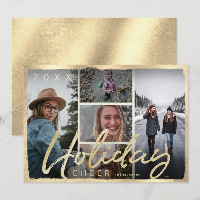 Carte de Noël Jour de Noël Jour d'or (Devant / Derrière)