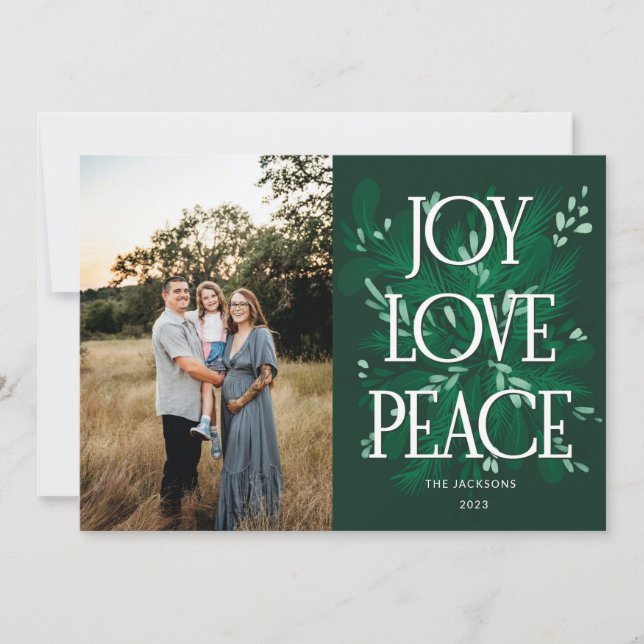 Carte de Noël Joy Love Peace (Devant)