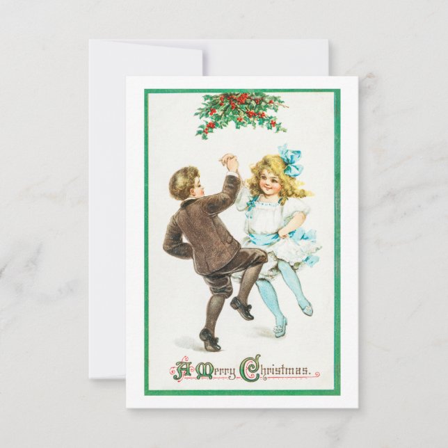 Carte de Noël joyeuse avec des enfants qui dansent (Devant)