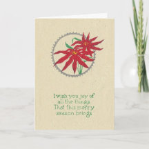 Carte de Noël joyeuse avec poinsettia en impressio