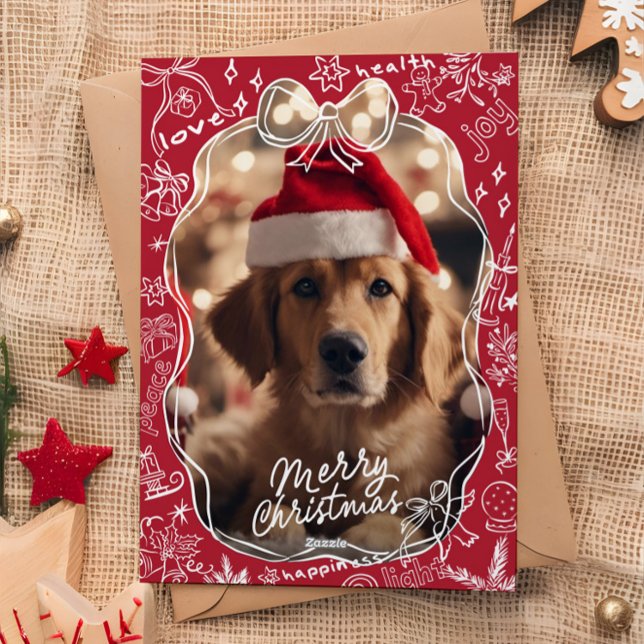 Carte de Noël Joyeuse dessinée à la main rouge (Créateur téléchargé)