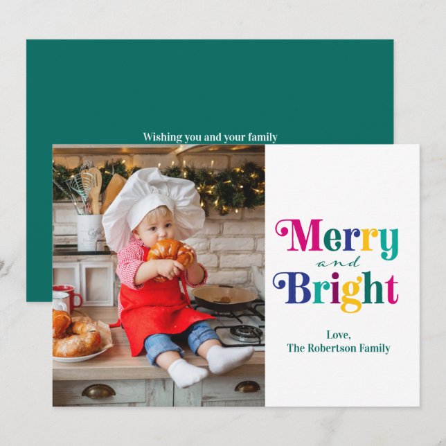 Carte de Noël Joyeuse et brillante (Devant / Derrière)