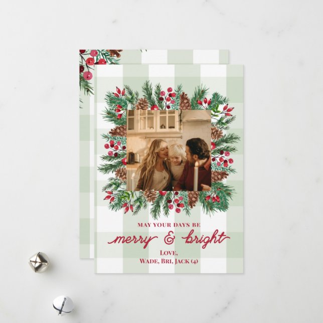 Carte de Noël Joyeuse et brillante (Devant/Arrière en situation)
