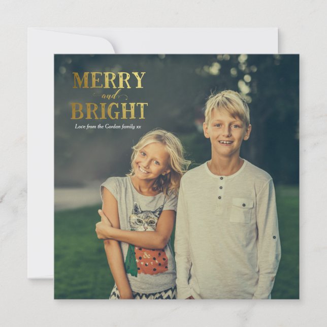 Carte de Noël Joyeuse et carré brillante (Devant)