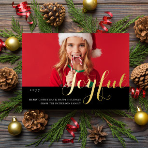 Carte de Noël Joyeuse Famille Photo Script Moderne