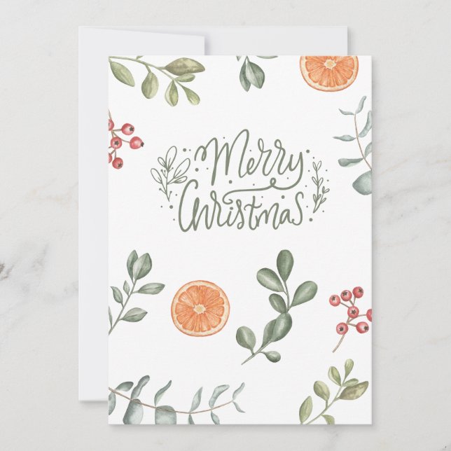 Carte de Noël Joyeuse inspirée de la nature avec o (Devant)