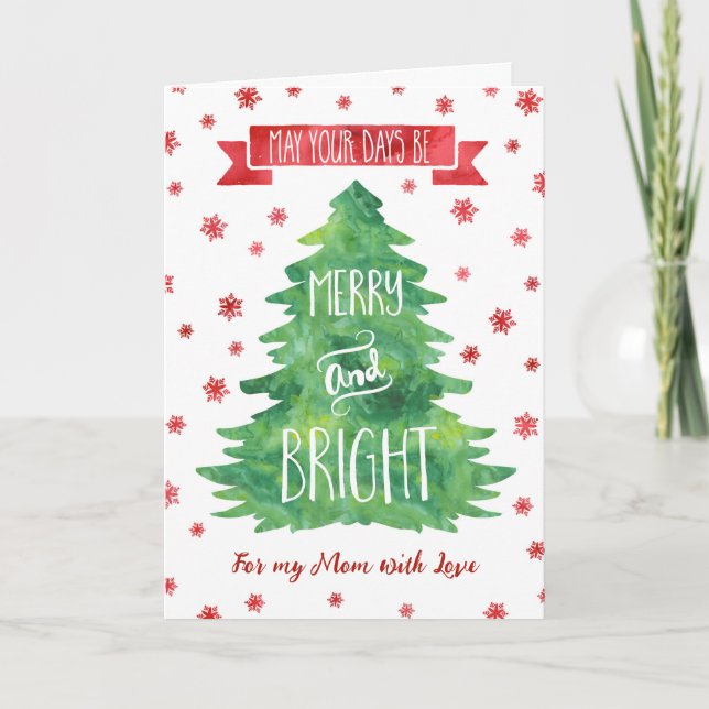 Carte de Noël Joyeuse mère Aquarelle (Devant)