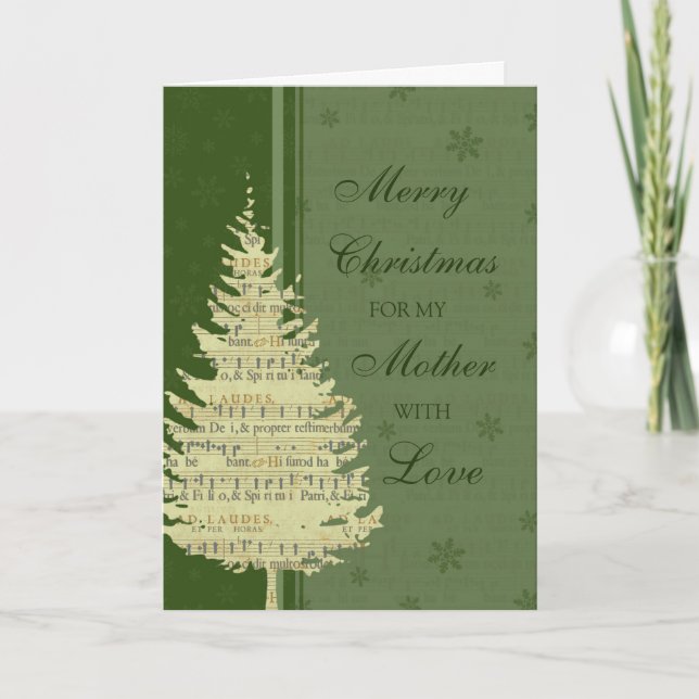 Carte de Noël Joyeuse mère Arbre Vert (Devant)