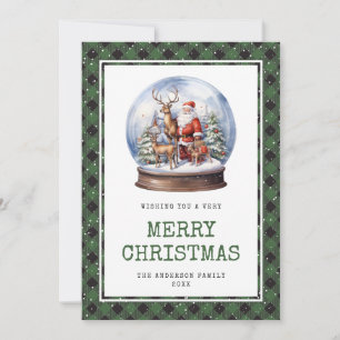 Carte de Noël Joyeuse Père Noël Snow Globe