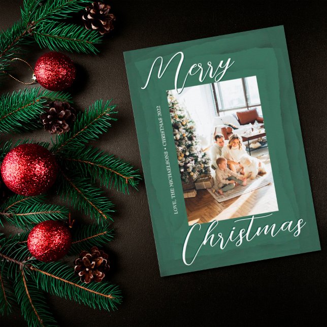 Carte de Noël Joyeuse photo Aquarelle Abstraite (Créateur téléchargé)