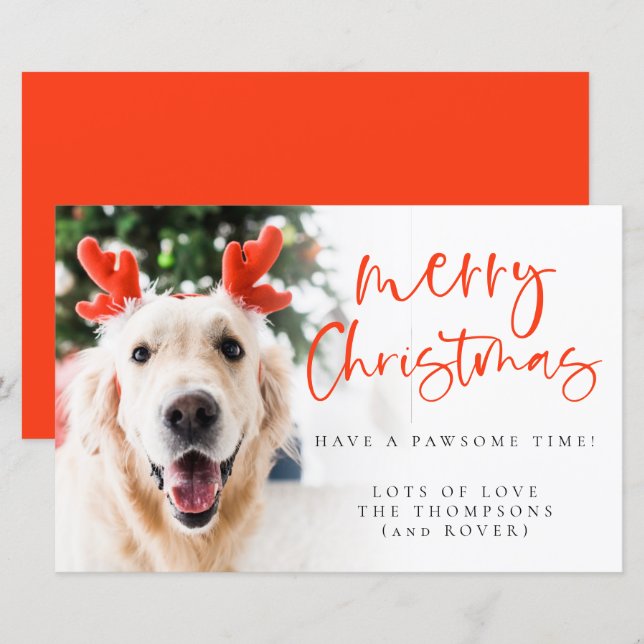 Carte de Noël Joyeuse photo pour animaux de compag (Devant / Derrière)