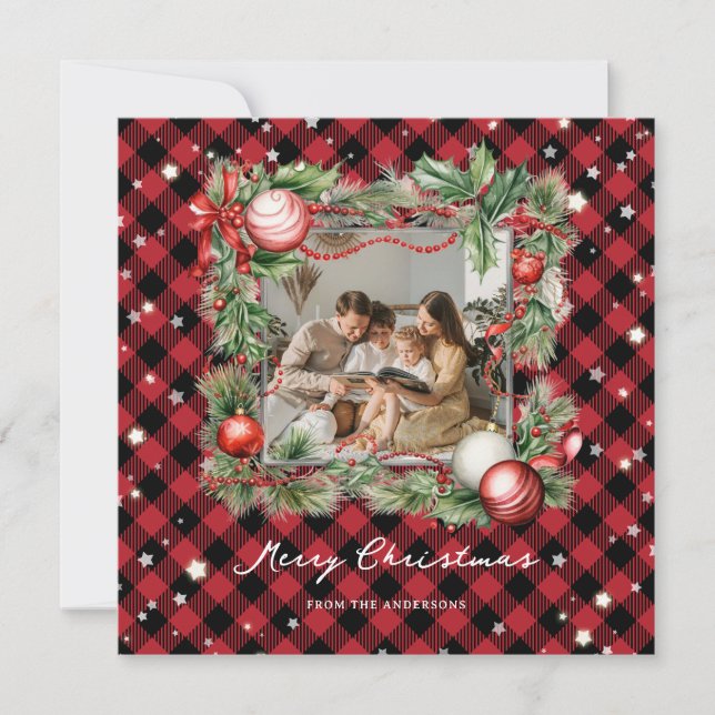 Carte de Noël Joyeuse photo Red Starry (Devant)
