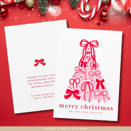 Carte de Noël Joyeuse Pink Red Bow
