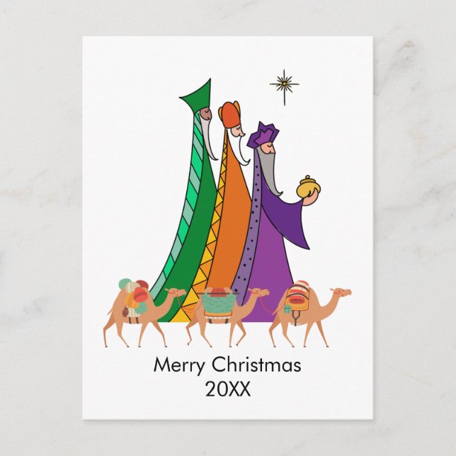 Carte de Noël Joyeuse Star Trois Wisemen (Devant)