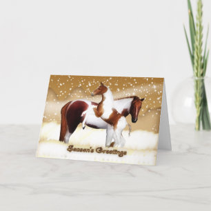 Carte de Noël - Joyeuses fêtes - Chevaux, Foal & M