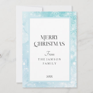 Carte de Noël Joyeux bleu Snowflake