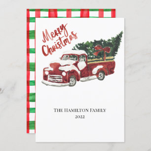 Carte de Noël Joyeux Camion Rouge