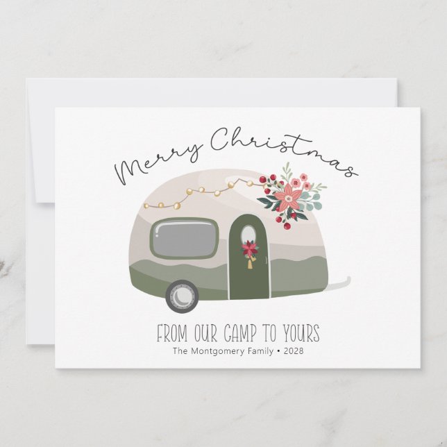 Carte de Noël Joyeux Camper Retro (Devant)