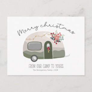 Carte de Noël Joyeux Camping de campagne Retro