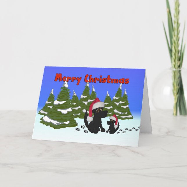 Carte de Noël Joyeux chien (Devant)