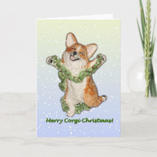 Carte de Noël Joyeux Corgi "Sauter pour la joie"