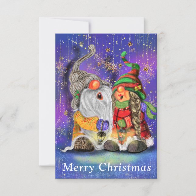 Carte de Noël Joyeux Couple Gnome (Devant)