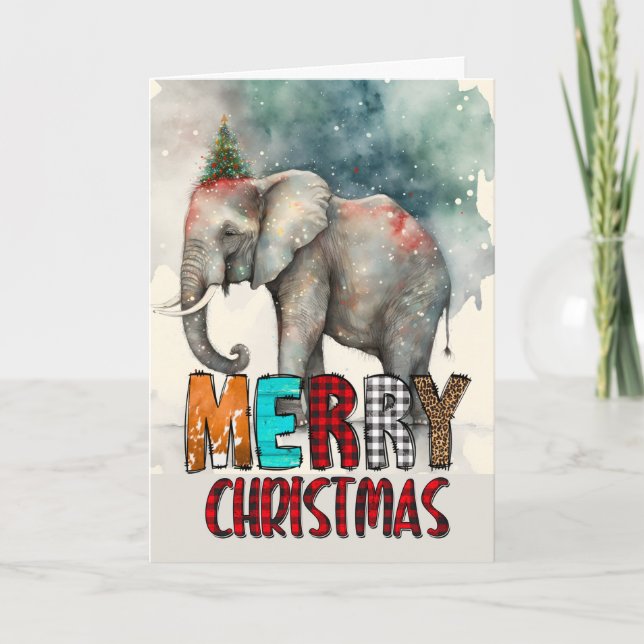 Carte de Noël Joyeux Éléphant (Devant)