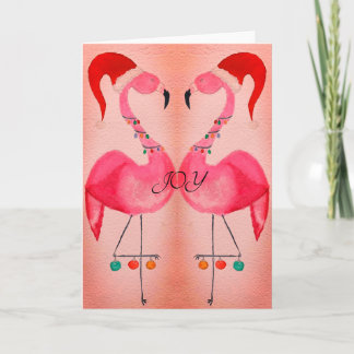 Carte de Noël Joyeux Flamant rose : Rose