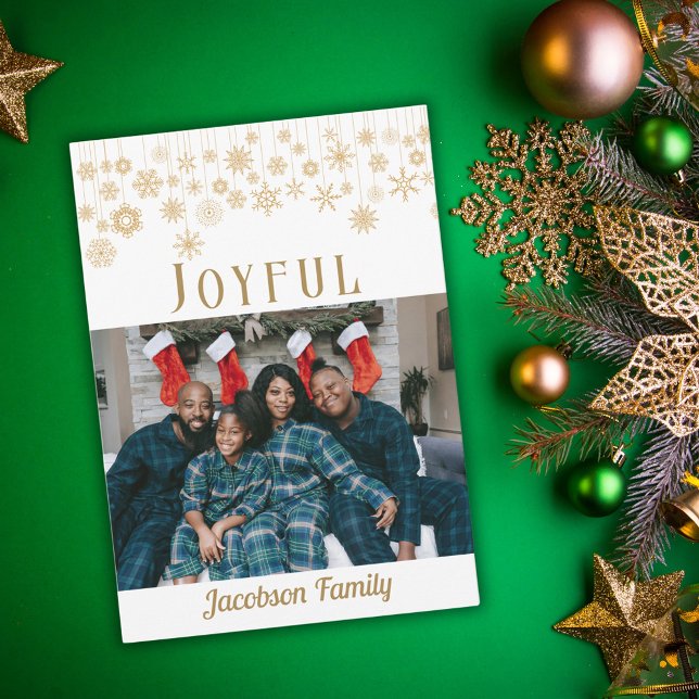 Carte de Noël Joyeux Flocon de neige (Joyful Snowflake Photo Christmas Card)