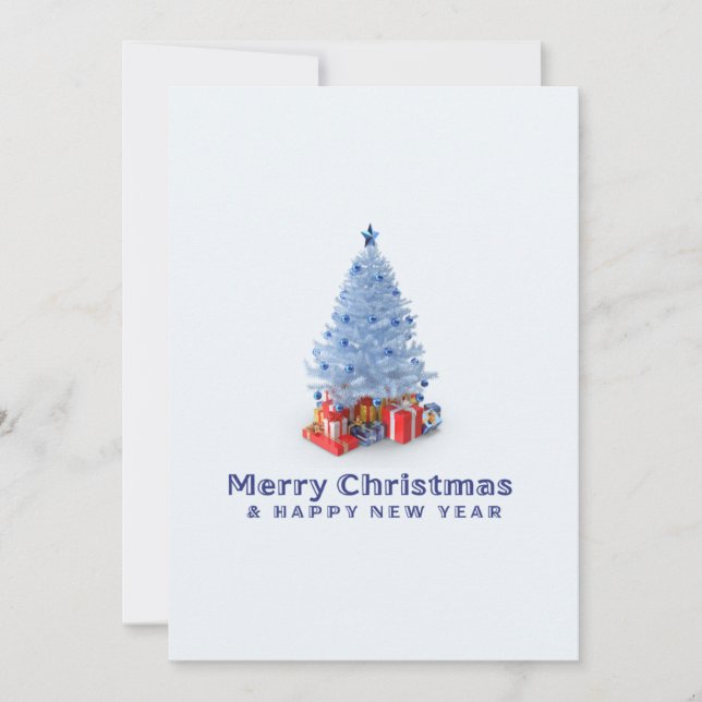 Carte de Noël Joyeux Forêt d'Aquarelle (Devant)