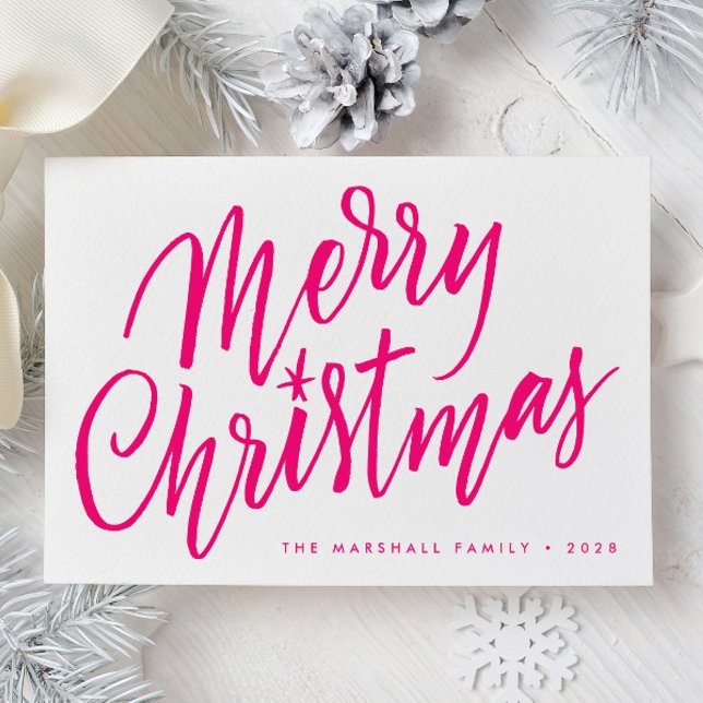 Carte de Noël Joyeux Noël Lettré À La Main Chic (Créateur téléchargé)