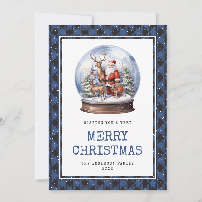Carte de Noël Joyeux Panier bleu Père Noël (Devant)