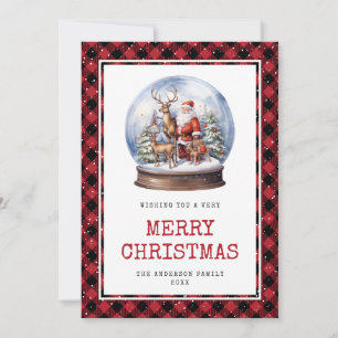 Carte de Noël Joyeux Panier Rouge Père Noël Snow G
