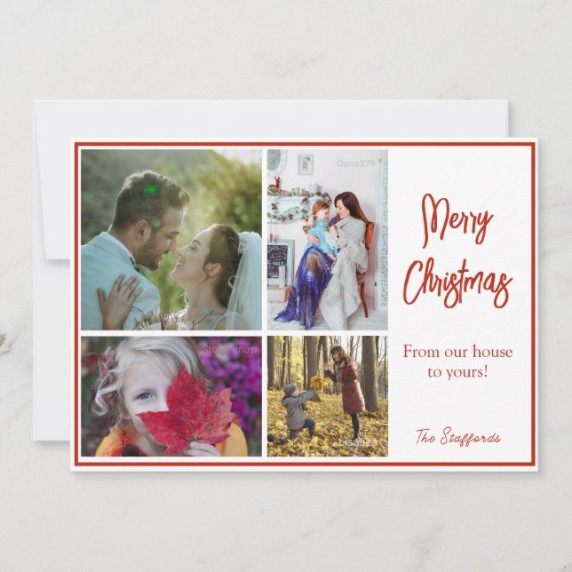 Carte de Noël Joyeux Rouge (Devant)