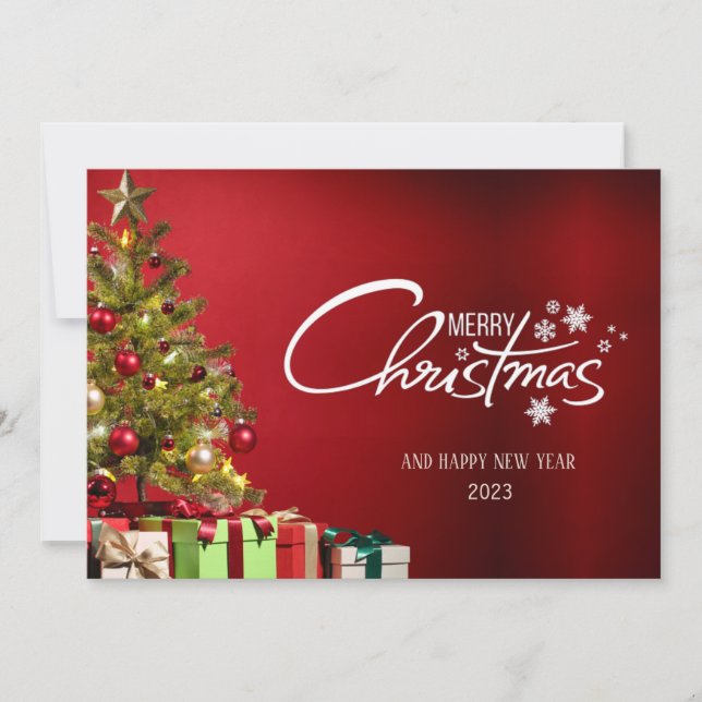 Carte de Noël Joyeux Rouge Moderne (Devant)