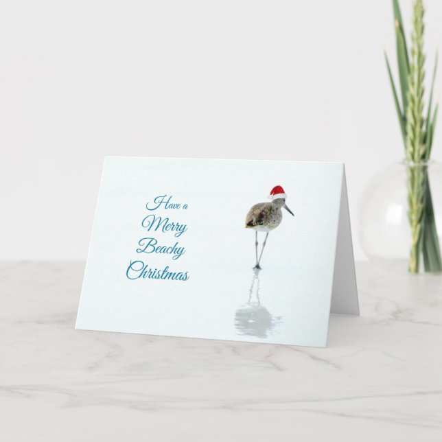 Carte de Noël Joyeux Sandpiper de plage (Devant)