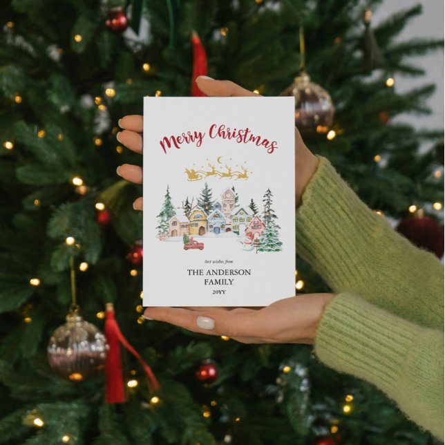 Carte de Noël Joyeux | Scène hivernale enneigée de (Créateur téléchargé)