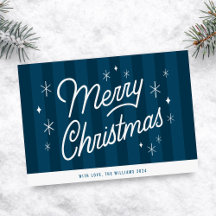 Carte de Noël Joyeux Script bleu moderne