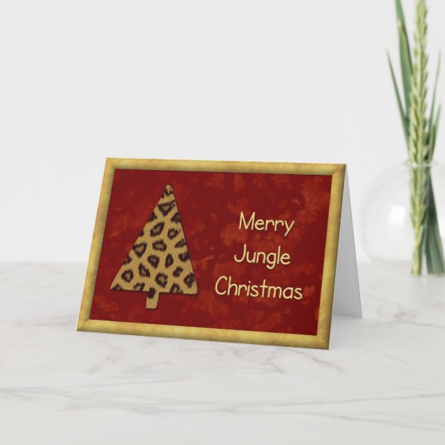 Carte de Noël Jungle Leopard - édition rouge (Devant)